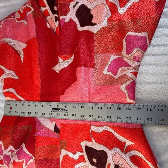 Natori Womens Red & Pink Abstract Print Cap Sleeve V-Neck Shift Dress Size 10 - Picture 8 of 10